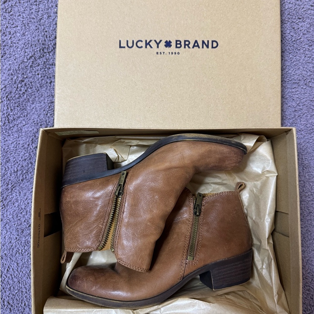 Lucky Brand Tan Leather Ankle Boots